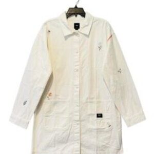Vans White Trench Coat with Subtle Embroidery